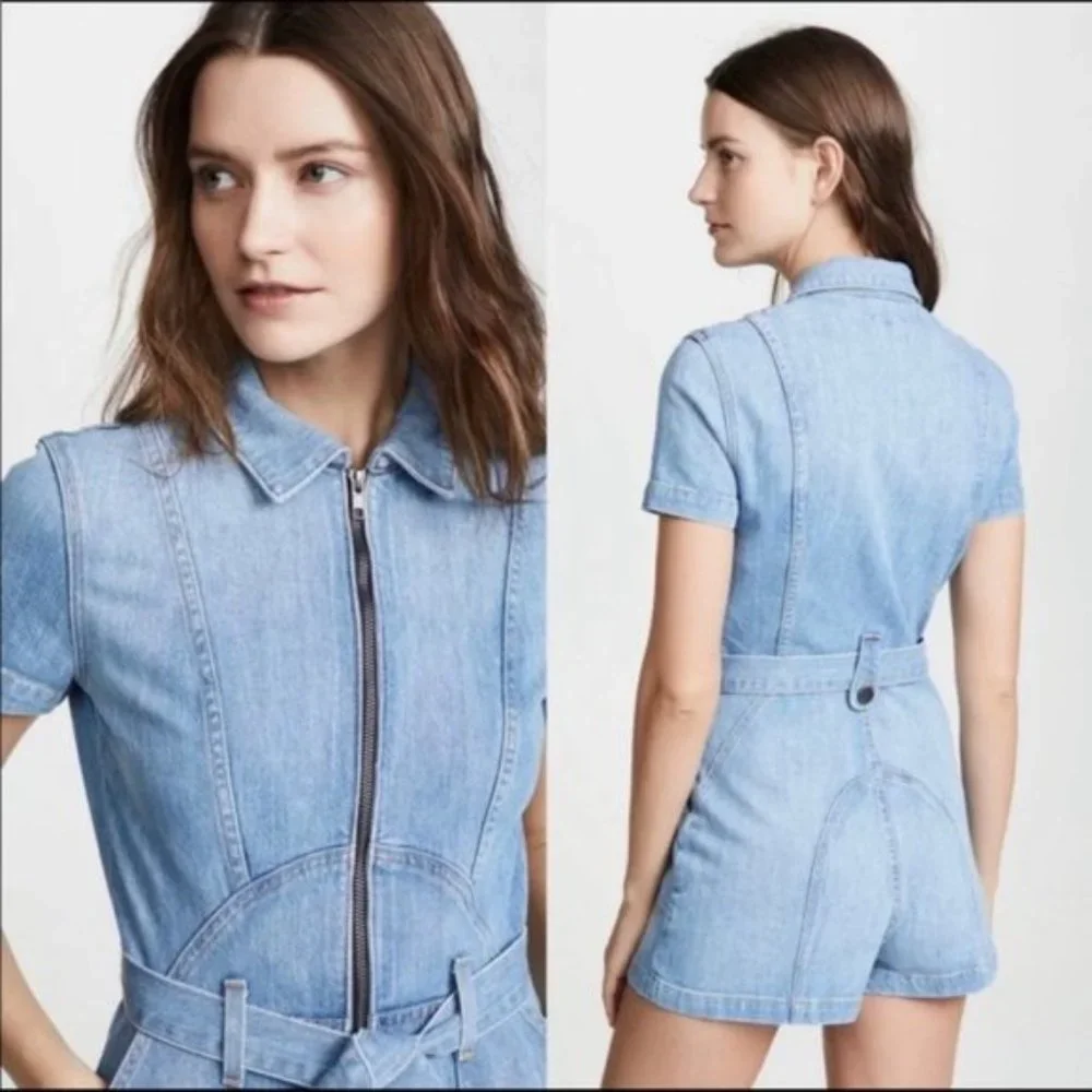 Alice Olivia Denim Short Jumpsuit US Medium